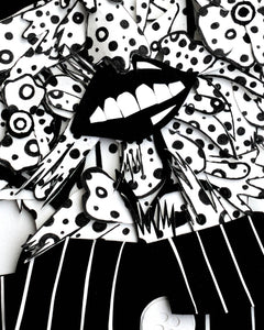 Black and White Flower Face Poster
